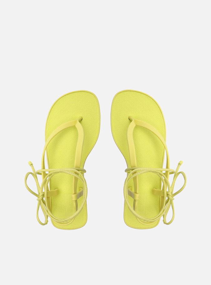 Sandália Amarela Flatform Amarração Bela