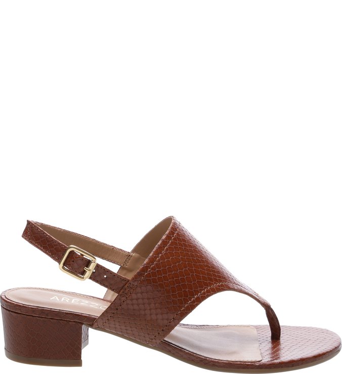 Sandália Couro Salto Bloco Baixo Snake Latte Dark Umber