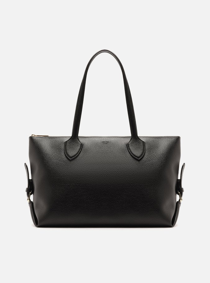 Bolsa Shopping Preta Texturizada Grande Fivelas