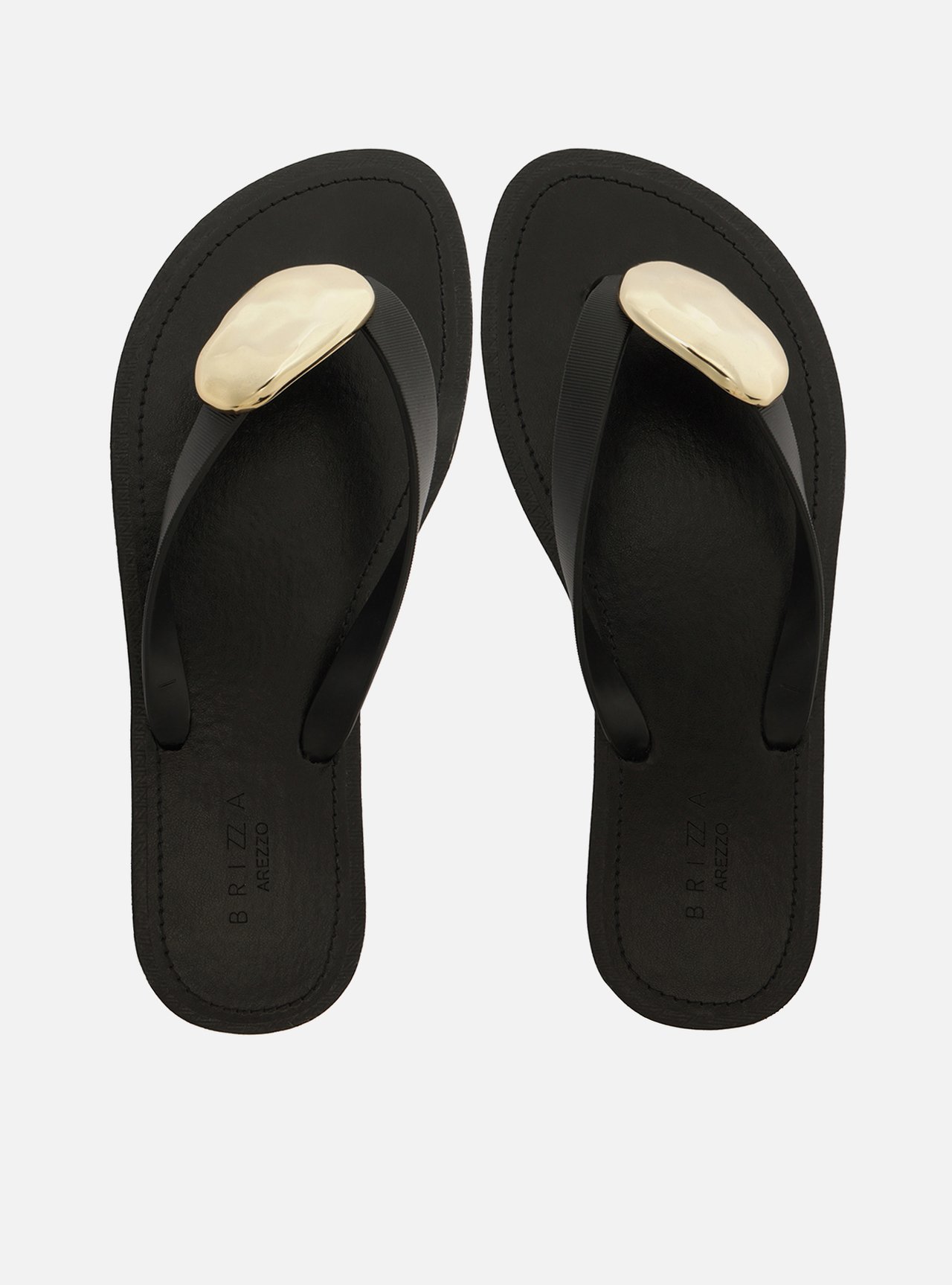 Chinelo Minimal Preto Bico Redondo Brizza — foto 1