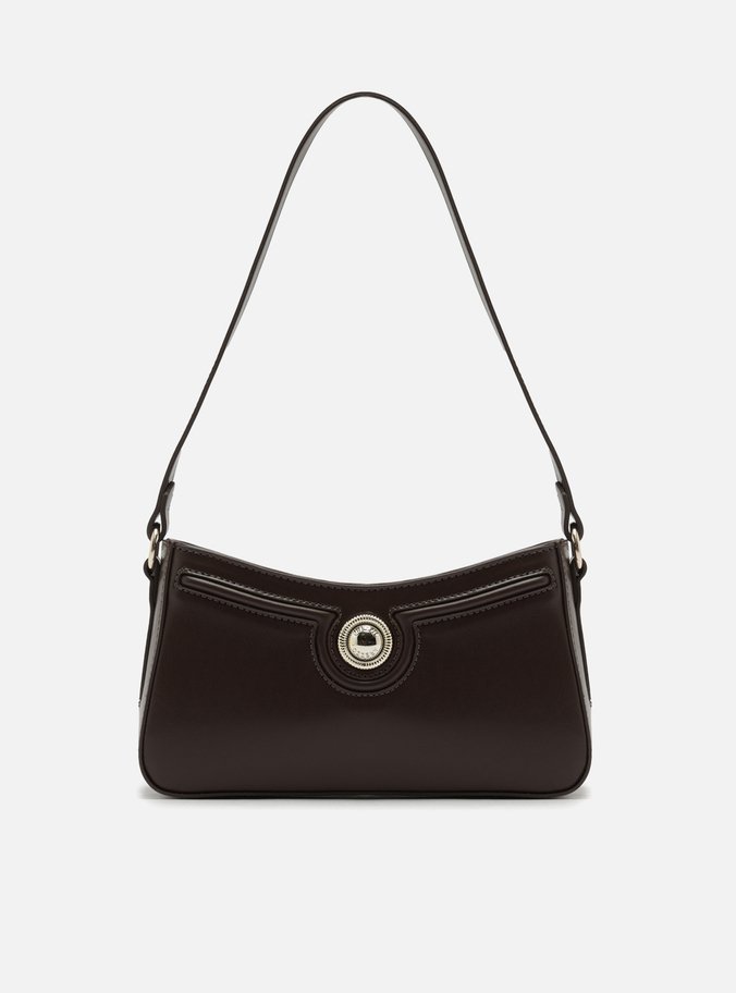 Bolsa Shoulder Marrom Média Detalhe Metal