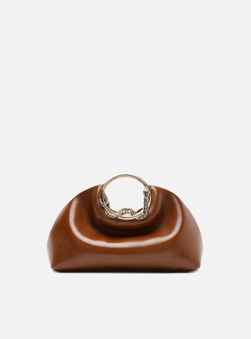 Bolsa Tiracolo Média Marrom Alça Metal