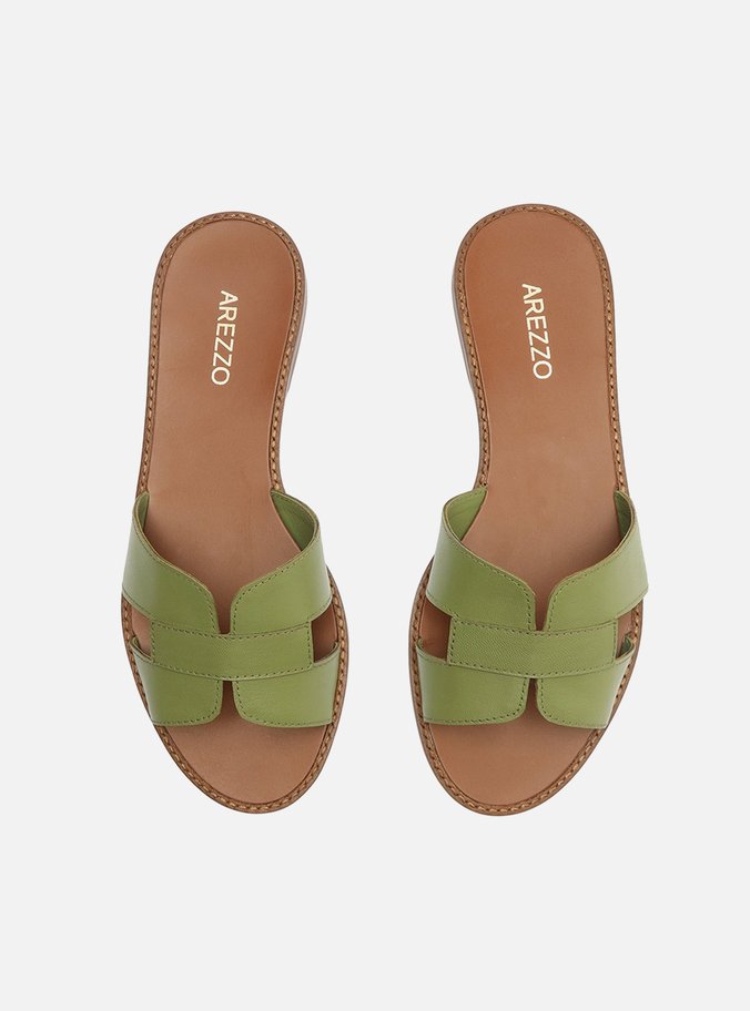 Rasteira Verde Couro Slide Light Citrus