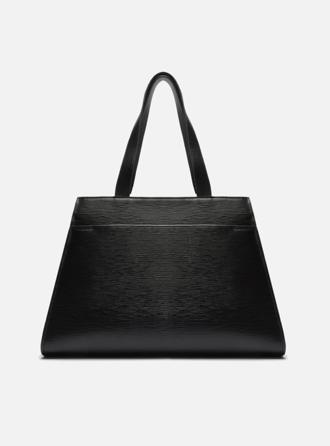 Bolsa Shopping Preta Couro Grande Metal Barbicacho