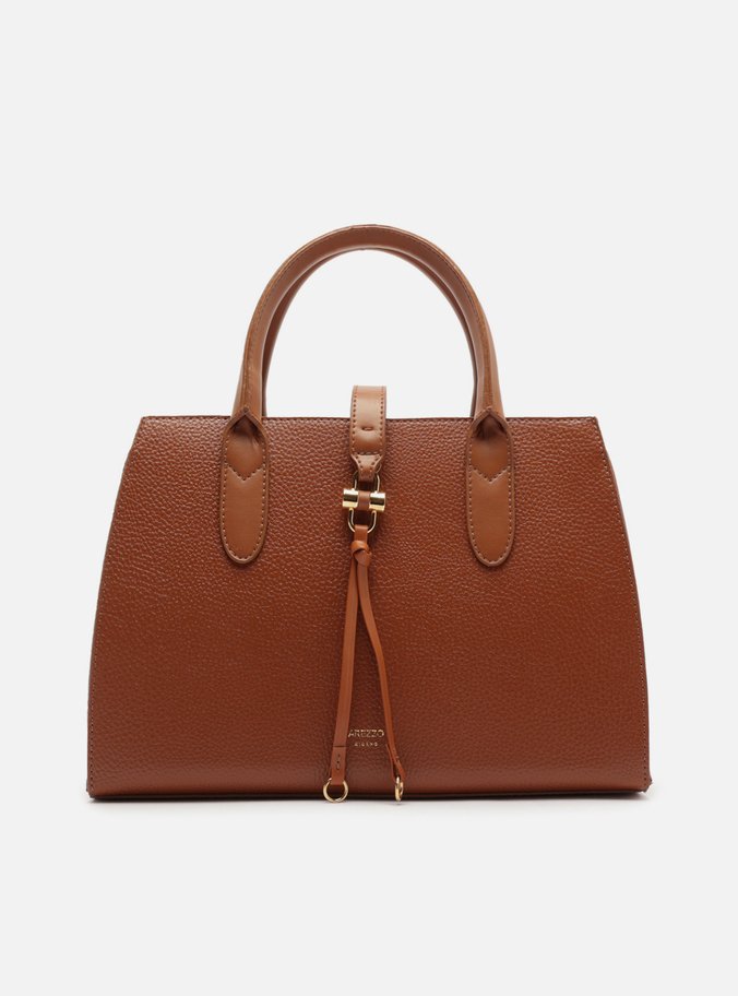 Bolsa Tote Marrom Grande Metal Tiras Frontais