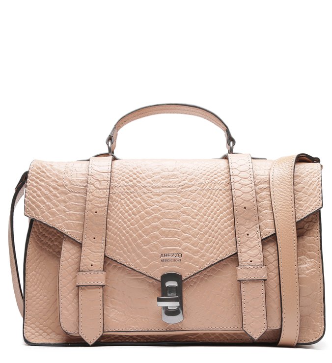 Bolsa Satchel Couro Skin Bege
