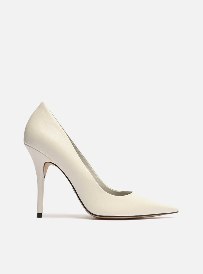 Scarpin Branco Couro Salto Alto Bico Fino Gigi