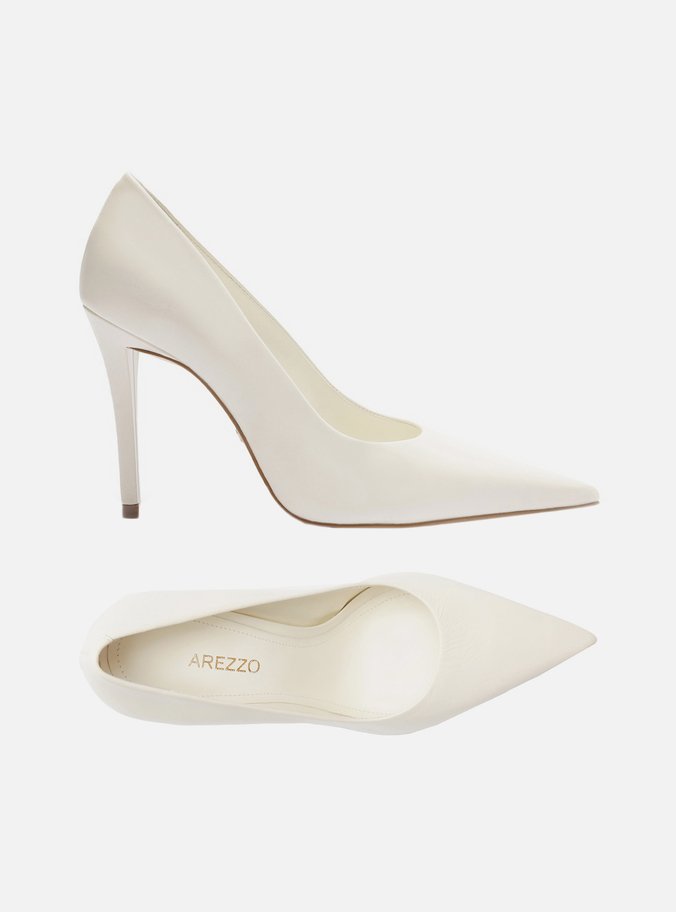 Scarpin Branco Couro Salto Alto Fino Monocolor