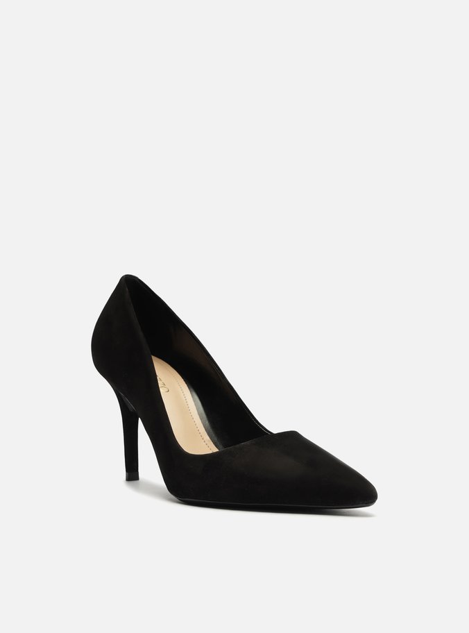 Scarpin Preto Nobuck Salto Fino Bico Fino