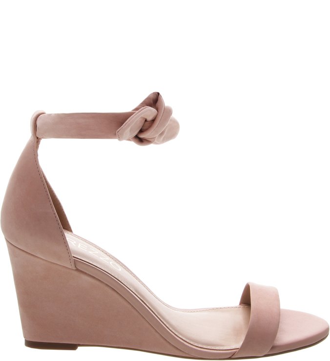 Sandália Nobuck Isabelli Lace Up Anabela Bege