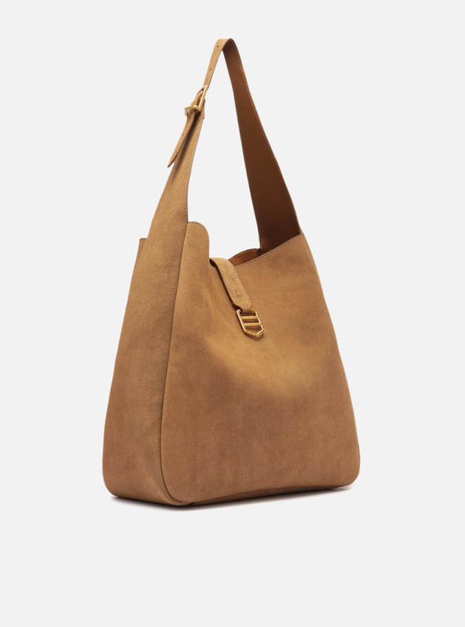 Bolsa Hobo Marrom Couro Acamurçado