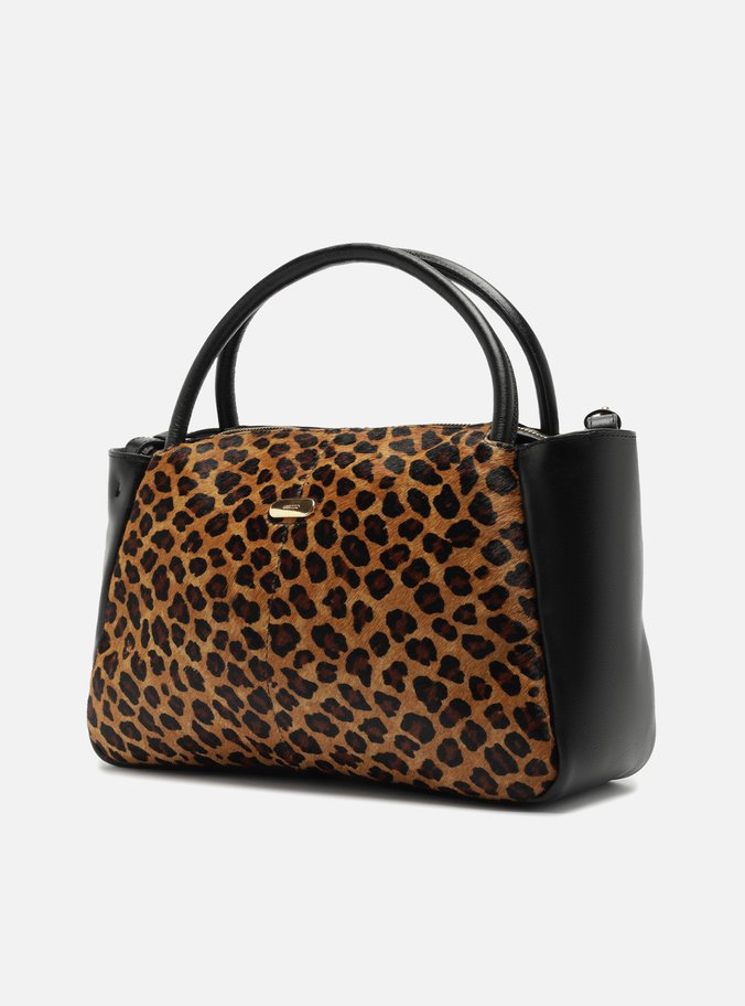 Bolsa Tote Animal Print Couro Grande Tag Metal