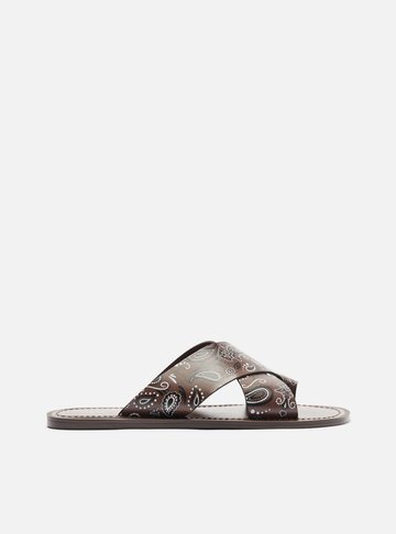 Rasteira Marrom Paisley Tiras Largas Livia