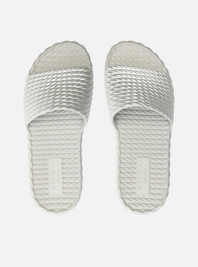 Chinelo Slide Prata Metal Marrocos
