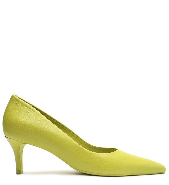 Scarpin Verde Couro Salto Fino Baixo