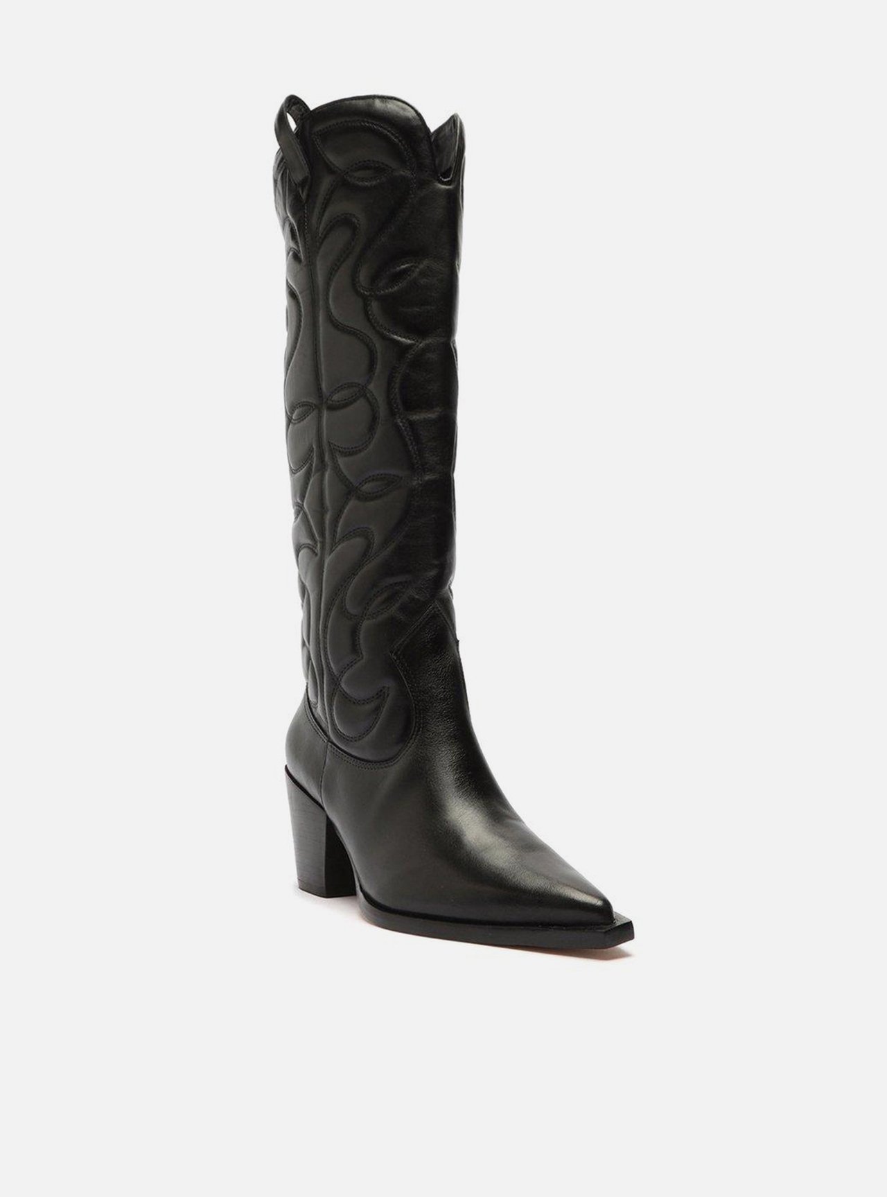 Bota Preta Couro Cano Longo Western Georgia Arezzo