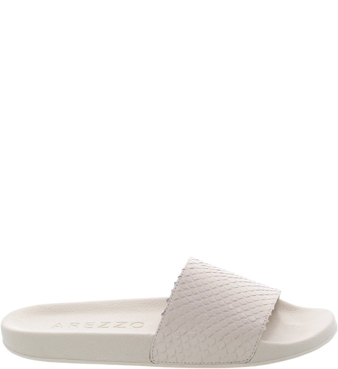 Chinelo Slide Couro Snake Off White