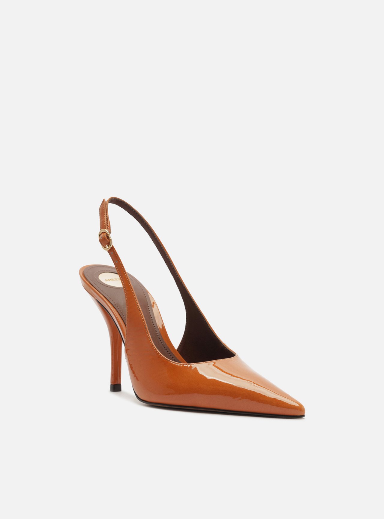 Scarpin Laranja Salto Fino Fivela Slingback — foto 2