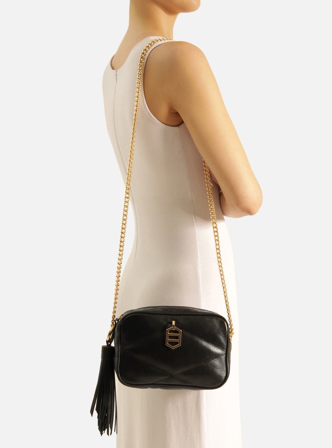 Bolsa Tiracolo Preta Couro Pequena Matelassê