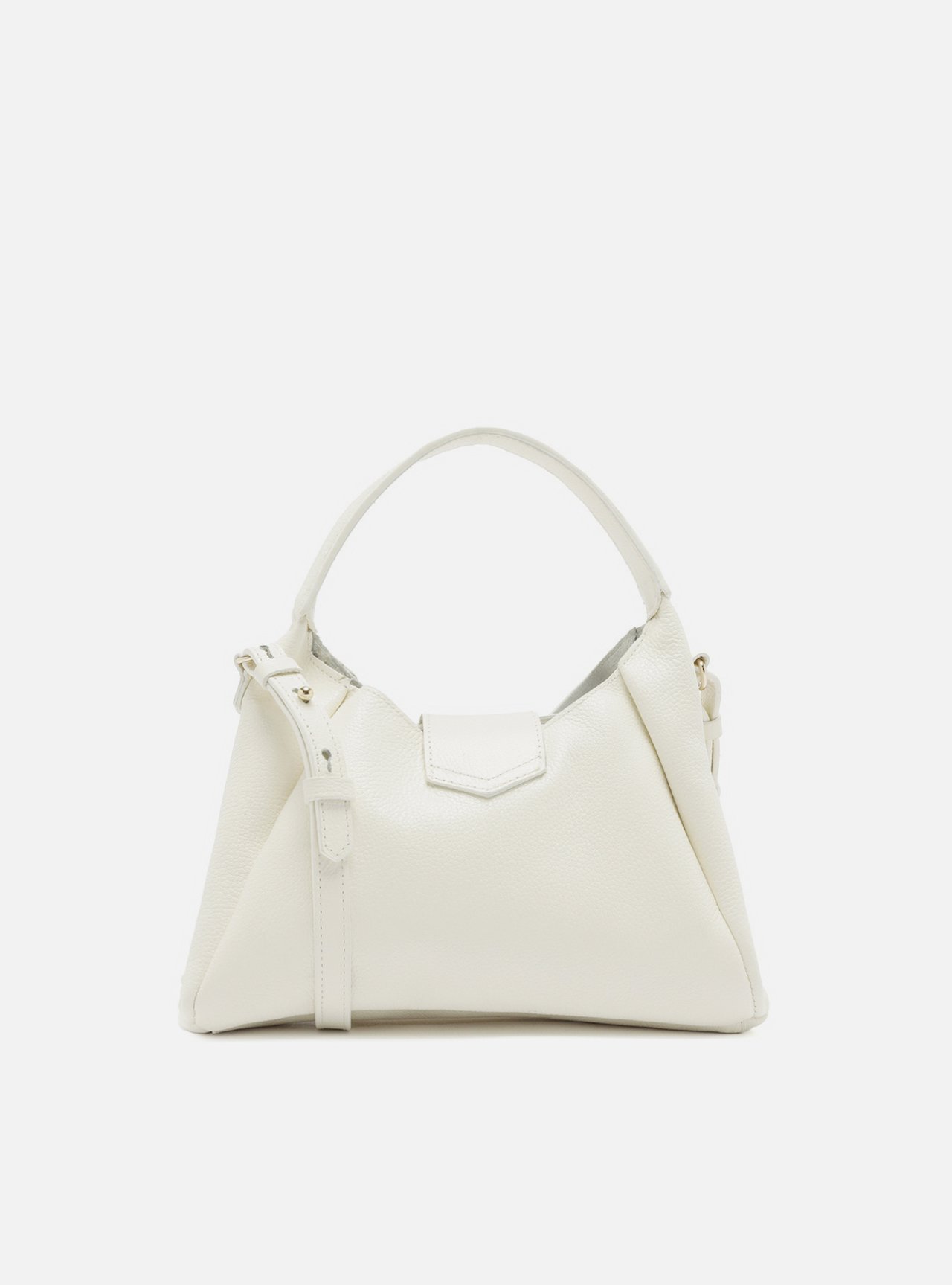 Bolsa Hobo Branca Couro Média Lapela — foto 3