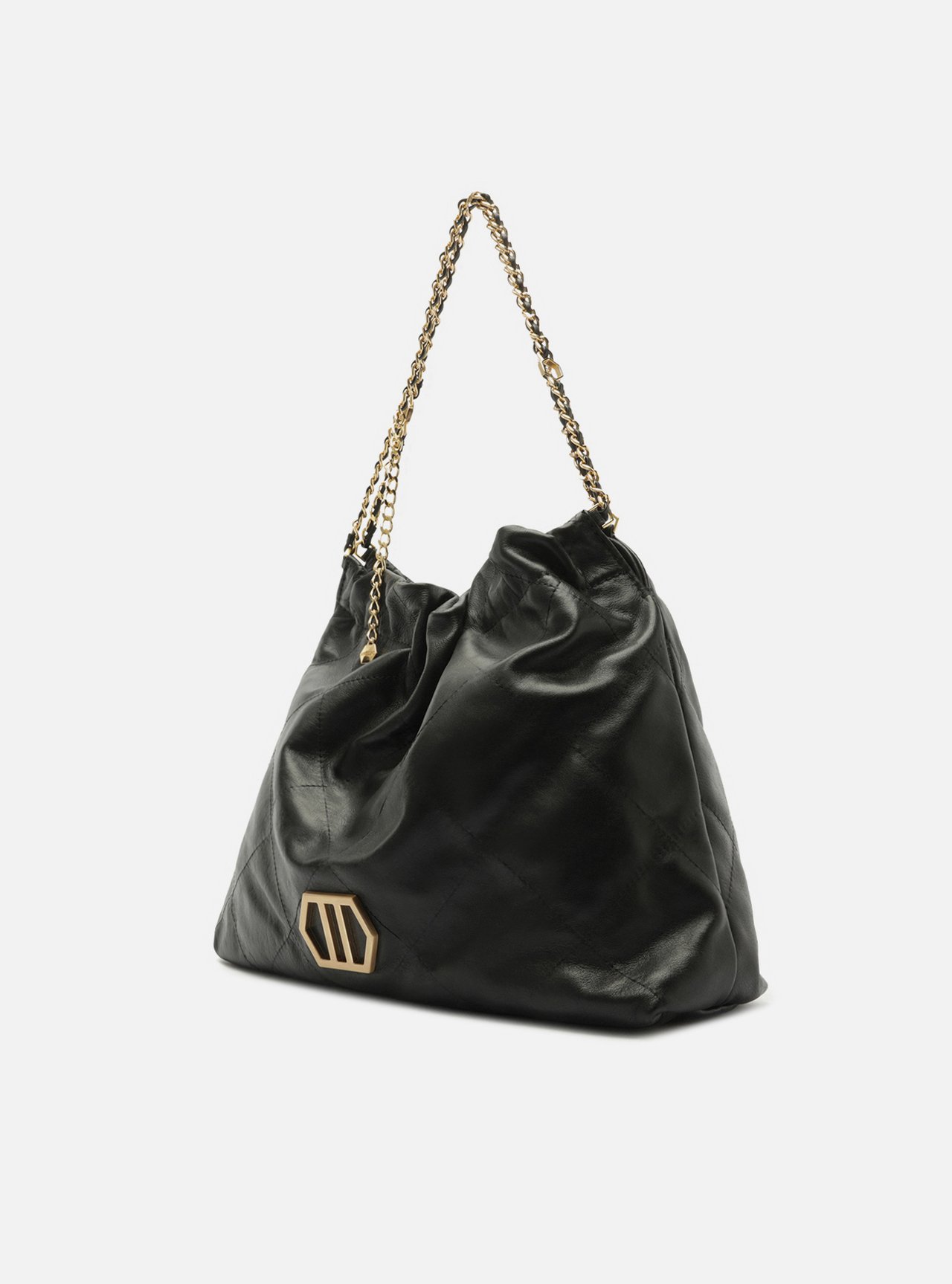 Bolsa Hobo Preta Couro Esther Grande — foto 2