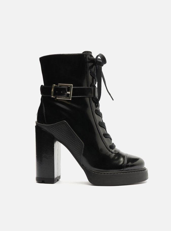 Bota Preta Verniz Salto Alto