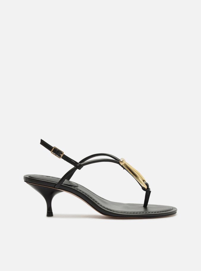 Sandália Preta Salto Fino Metais