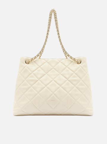 Bolsa Tote Branca Couro Matelassê Gab Média