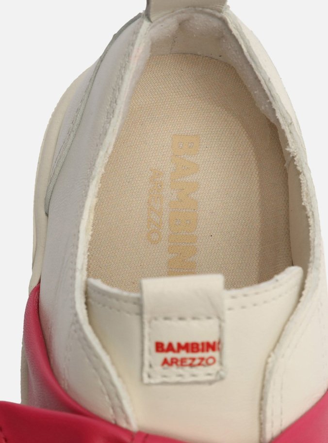 Tênis Infantil Slip On  Branco e Rosa Laço