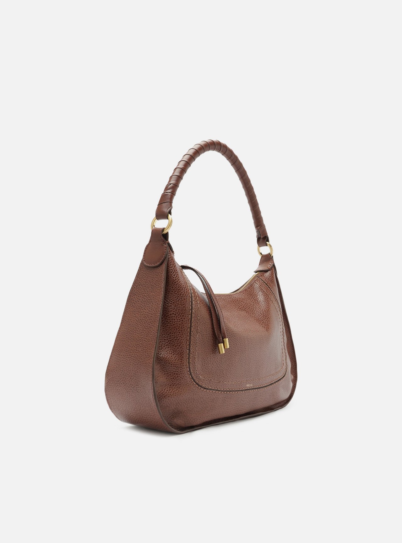 Bolsa Hobo Marrom Couro Média Alça Trançada — foto 5