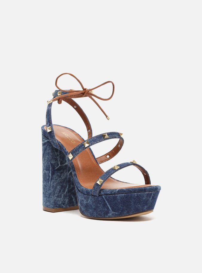 Sandália Azul Jeans Amarração