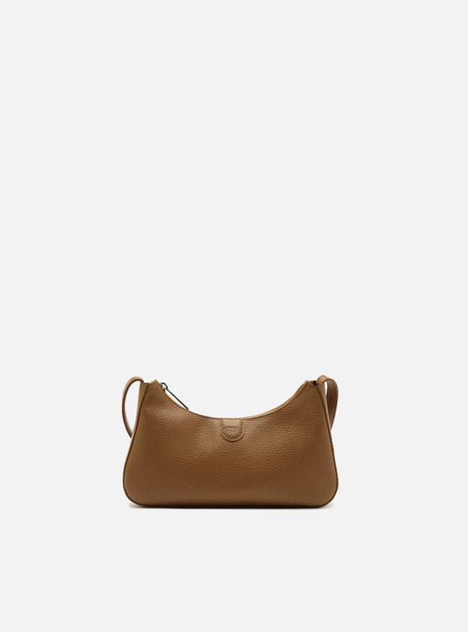 Bolsa Tiracolo Marrom Média Granulada Metais