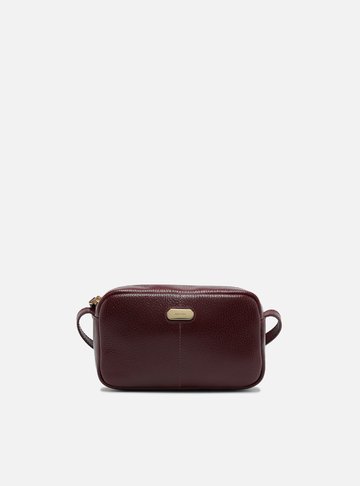 Bolsa Tiracolo Vinho Couro Pequena Tag Metal