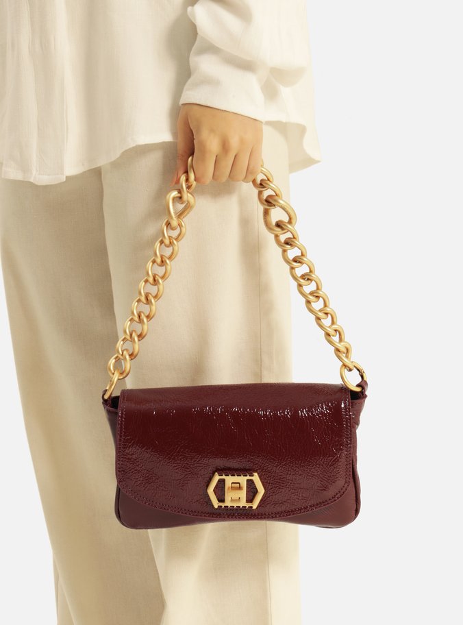 Bolsa Tiracolo Bordô Couro Amélia Pequena
