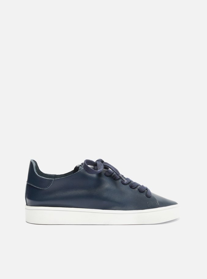 Tênis Azul Couro Cadarço Casual