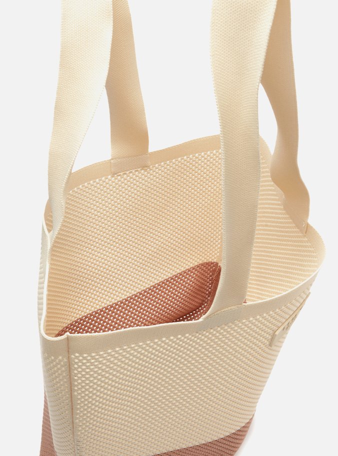Bolsa Shopping Bege e Marrom Grande Crochê