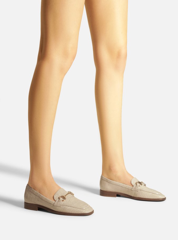 Mocassim Branco Croco Bico Redondo Bridão