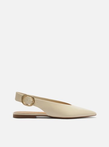 Arezzo — Sapatilha Off White Couro Slingback Bico Fino Becca