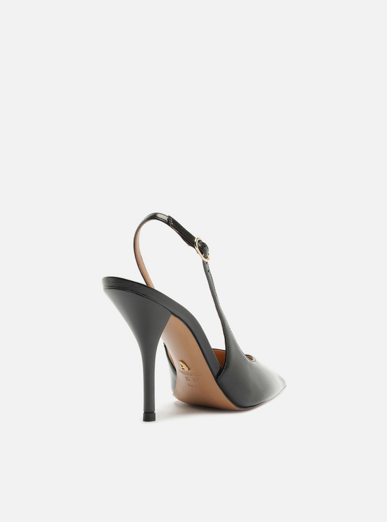 Scarpin Preto Couro Salto Fino Slingback — foto 3