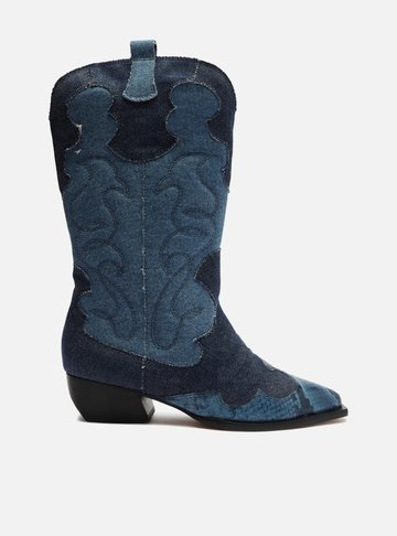 Bota Azul Jeans Cano Médio Western Georgia