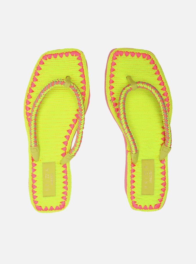 Chinelo de Dedo Amarelo Square Crochê Brizza
