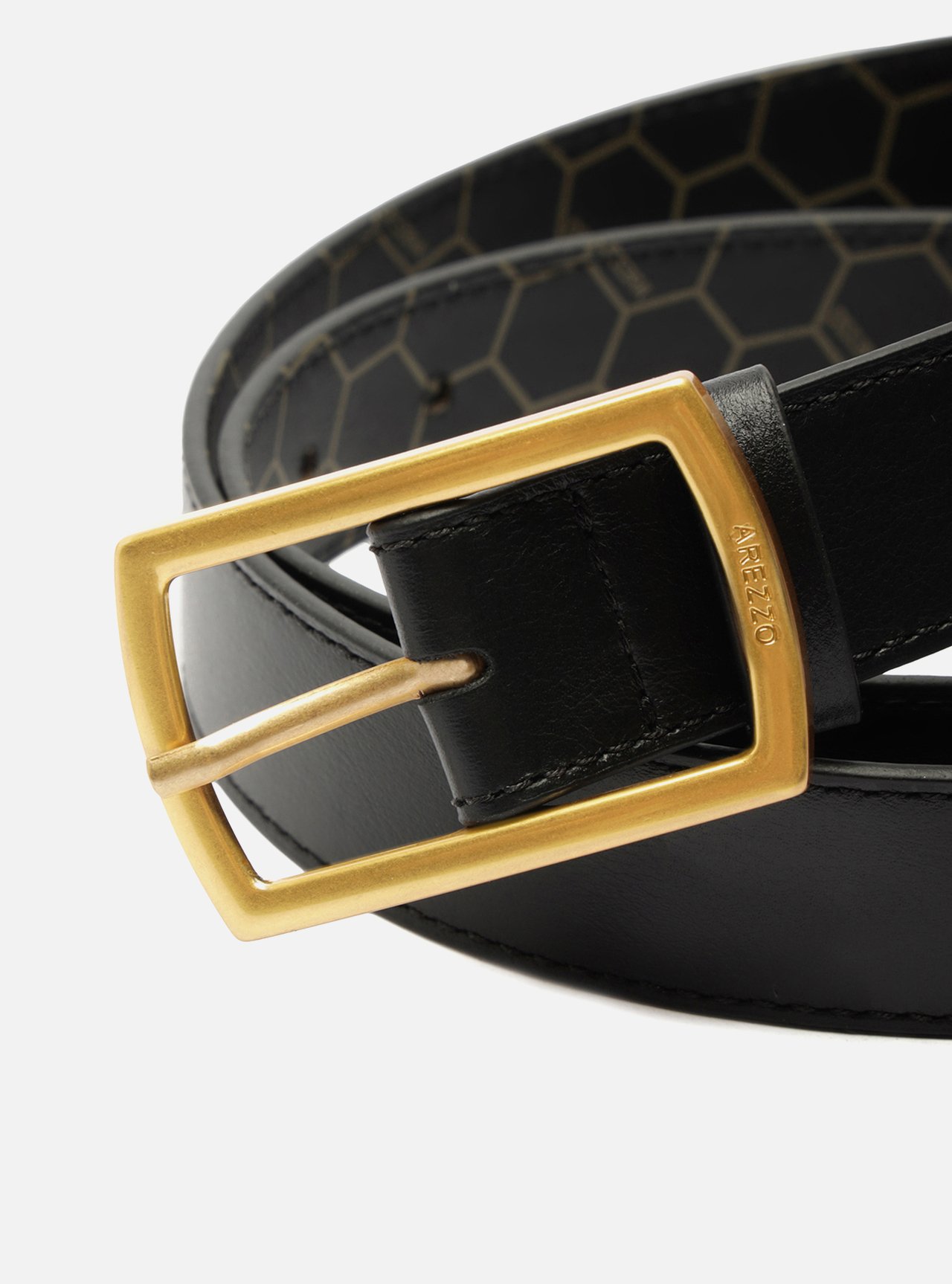 Cinto Preto Couro Fivela Retangular — foto 4
