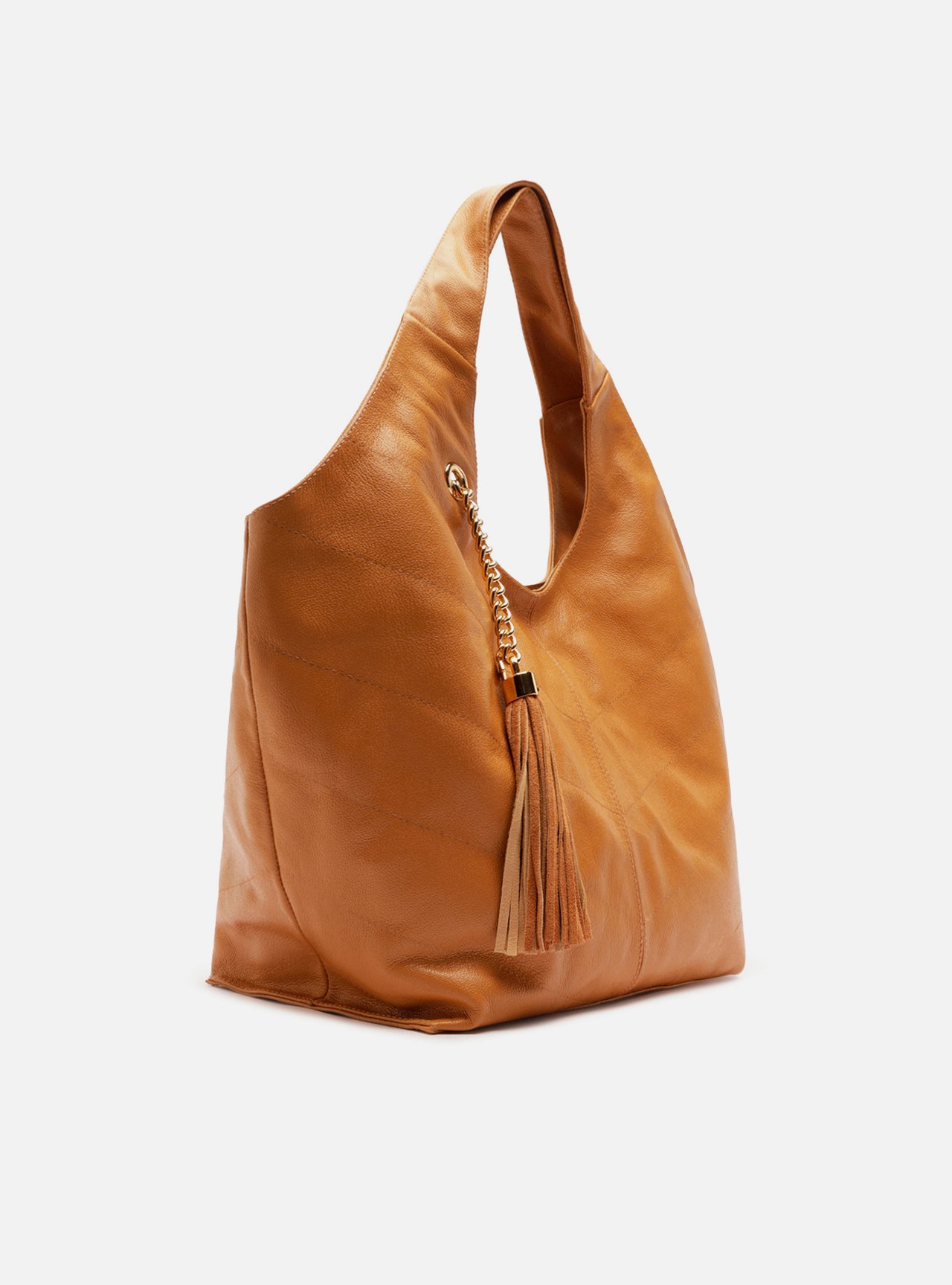 Bolsa Hobo Marrom Couro Grande Franjas — foto 5