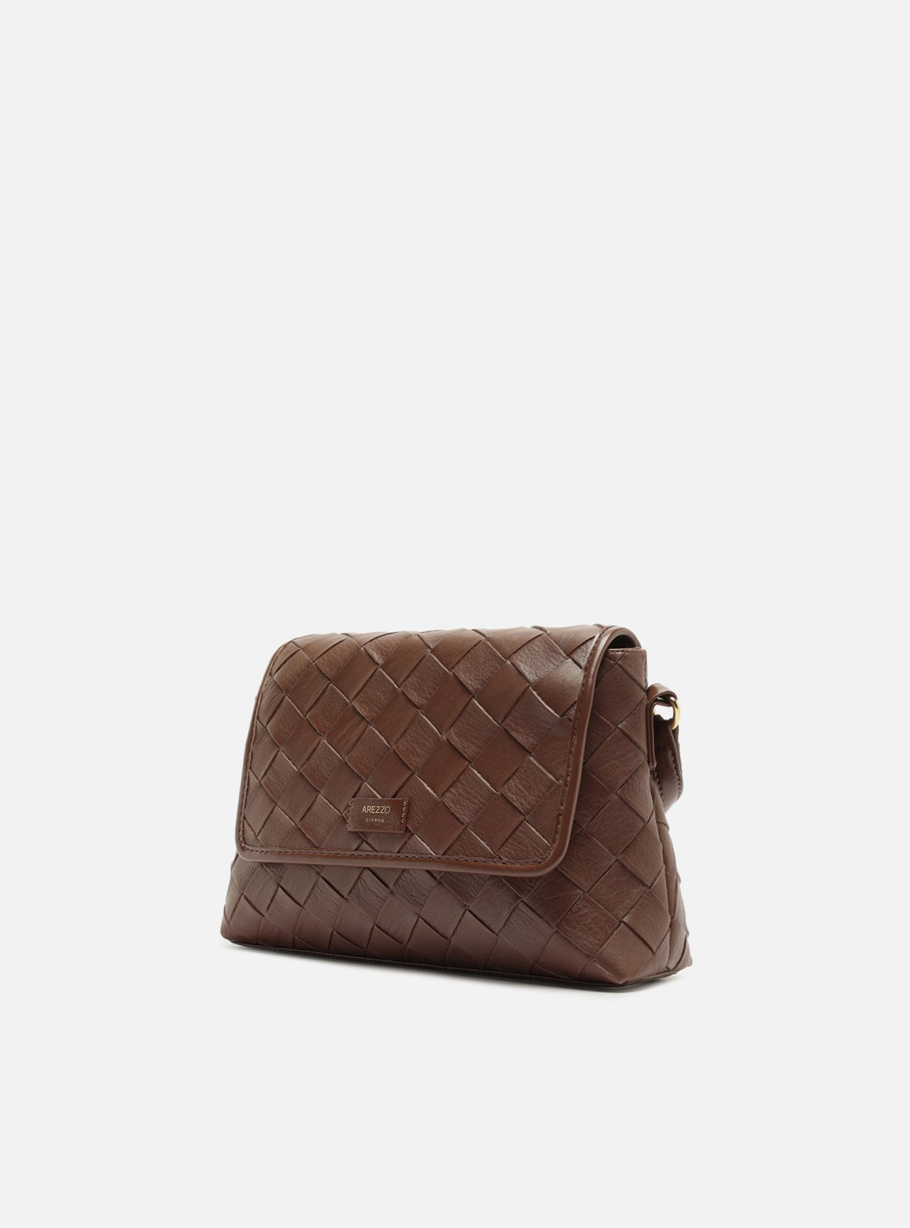 Bolsa Tiracolo Marrom Média Tressê Metais — foto 2