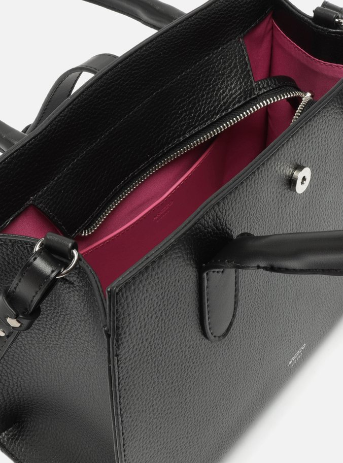 Bolsa Tote Preta Grande Detalhe Tiras Metal