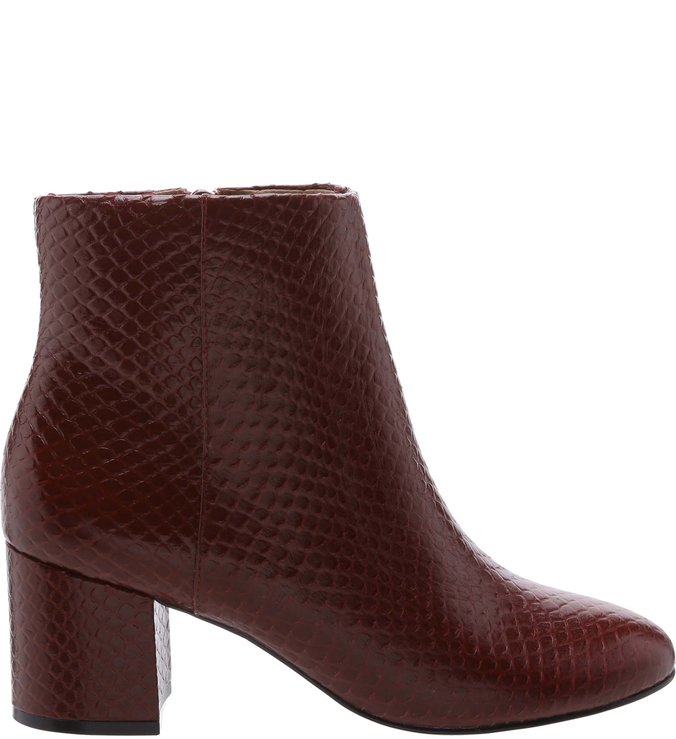 Bota Couro Skin Salto Bloco Berry