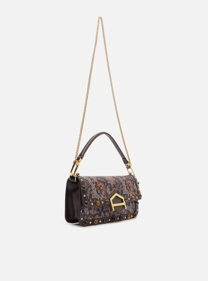 Bolsa Tiracolo Marrom Couro A001 Média Paisley
