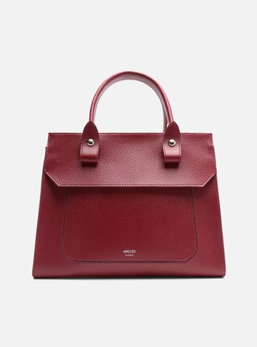 Bolsa Tote Bordô Grande Detalhe Camurça