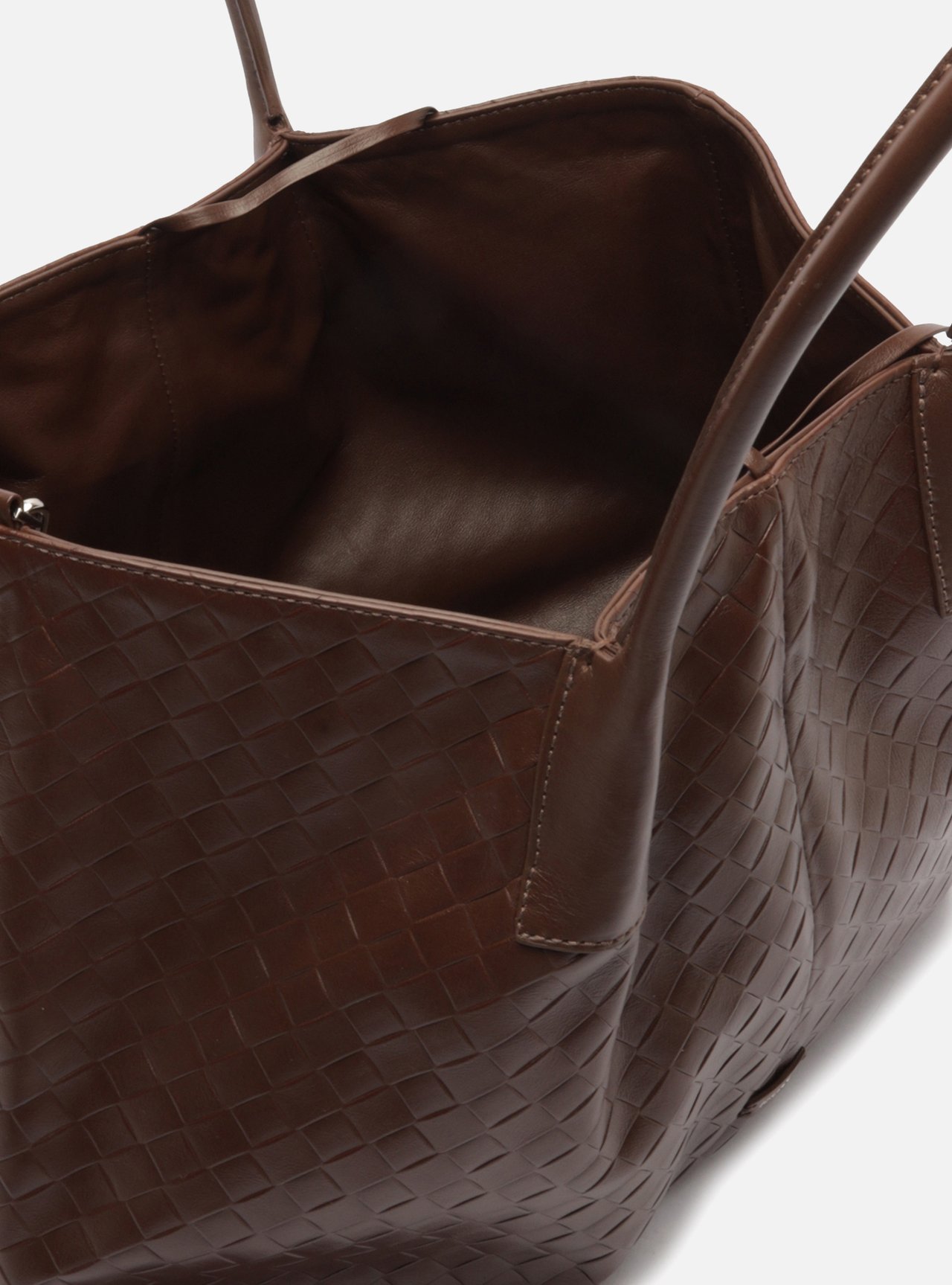 Bolsa Shopping Marrom Couro Grande Tressê — foto 4