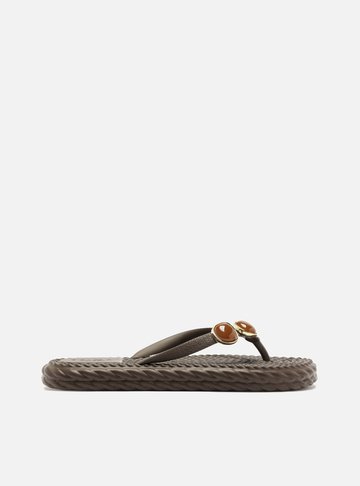 Arezzo — Chinelo de Dedo Marrom Marrocos Flip Flop Pedras